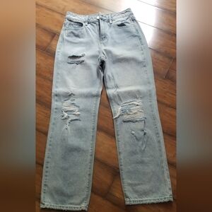 Altar'd State Light Blue Relaxed Jeans with Distressed Details. Size 24